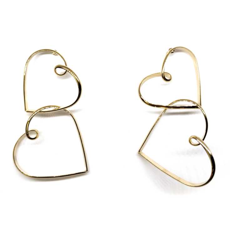 pendientes aros corazon doble entrelazado dorado pendientes aros corazon doble entrelazado dorado