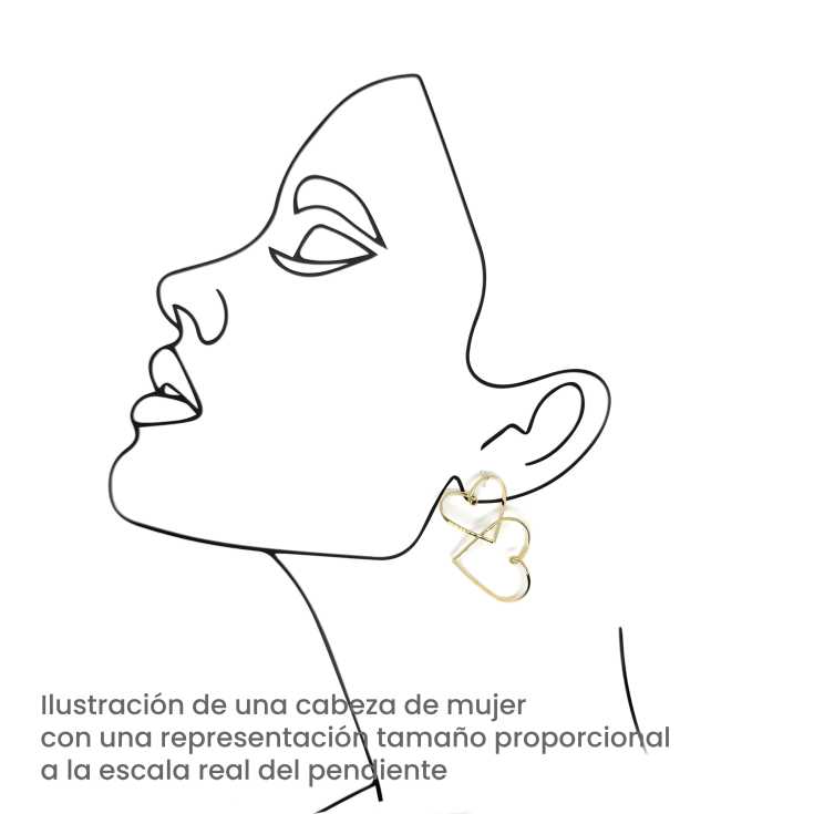 pendientes aros corazon doble entrelazado dorado 