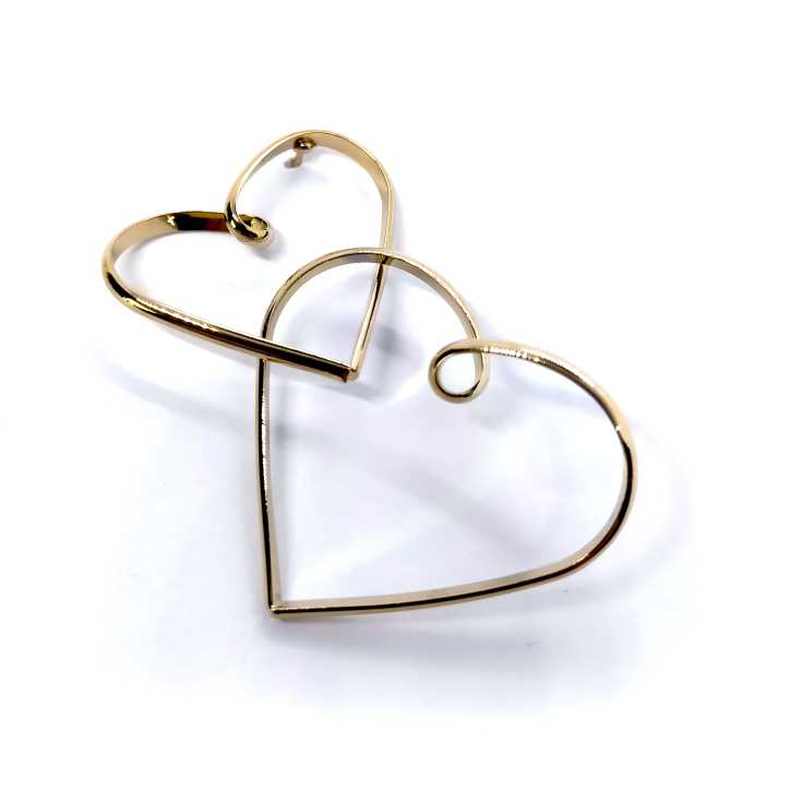 pendientes aros corazon doble entrelazado dorado 