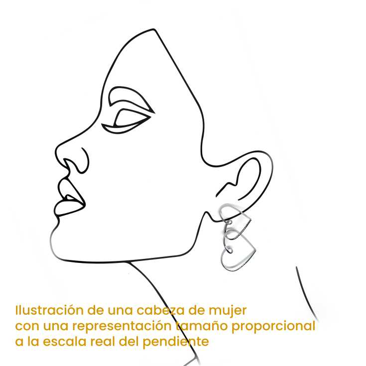 pendientes aros corazon doble entrelazado plateados