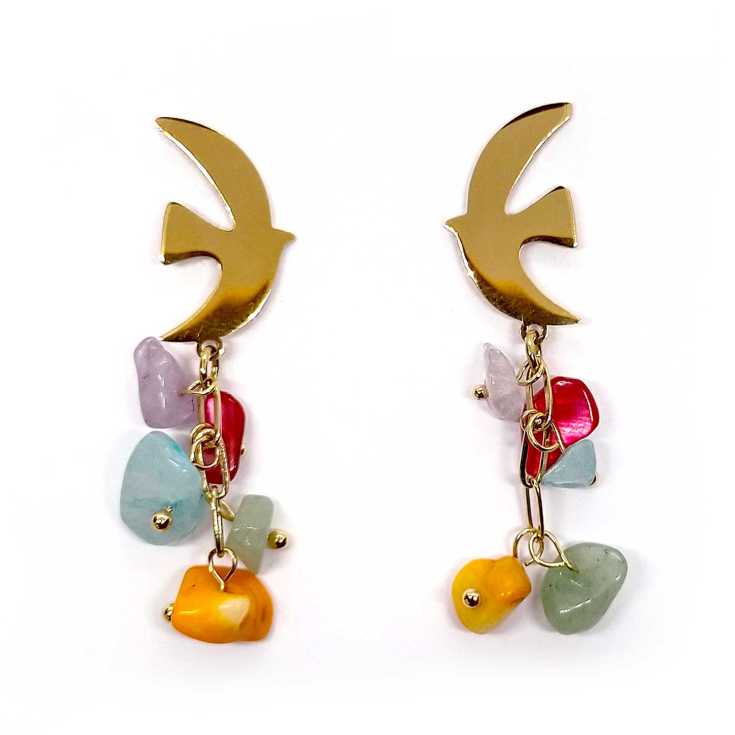 pendientes largo mediano golondrina pedreria multicolor pendientes largo mediano golondrina pedreria multicolor