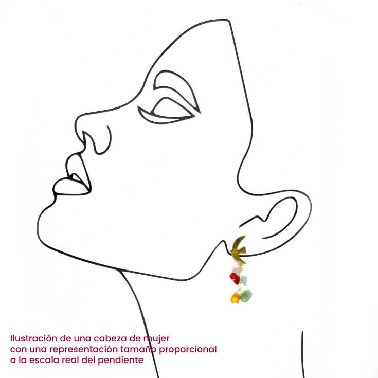 pendientes largo mediano golondrina pedreria multicolor 