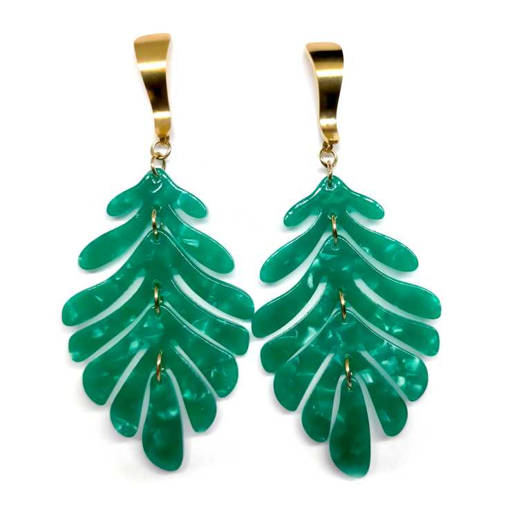 pendientes largos hojas verdes nacarados 1 par pendientes largos hojas verdes nacarados 1 par