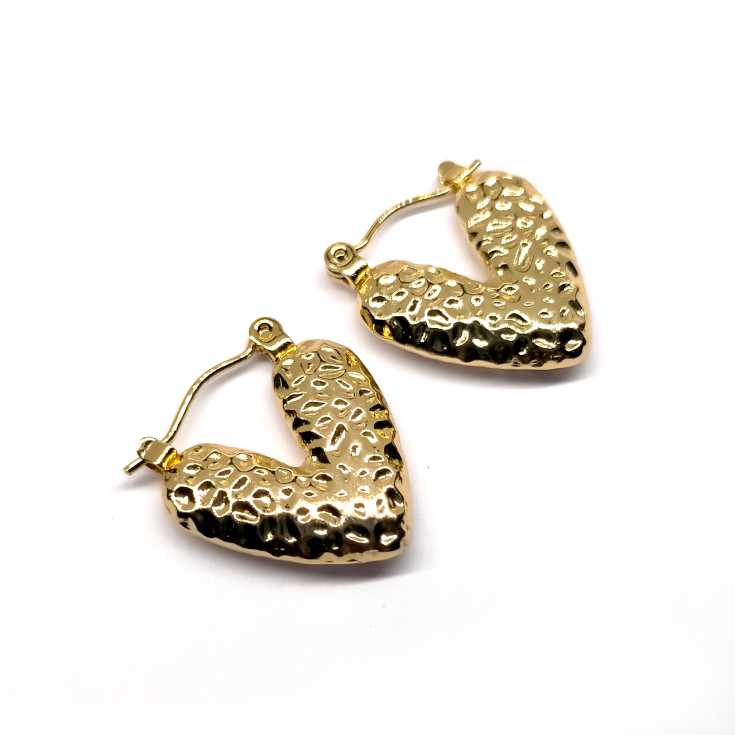 pendientes aros corazon dorado