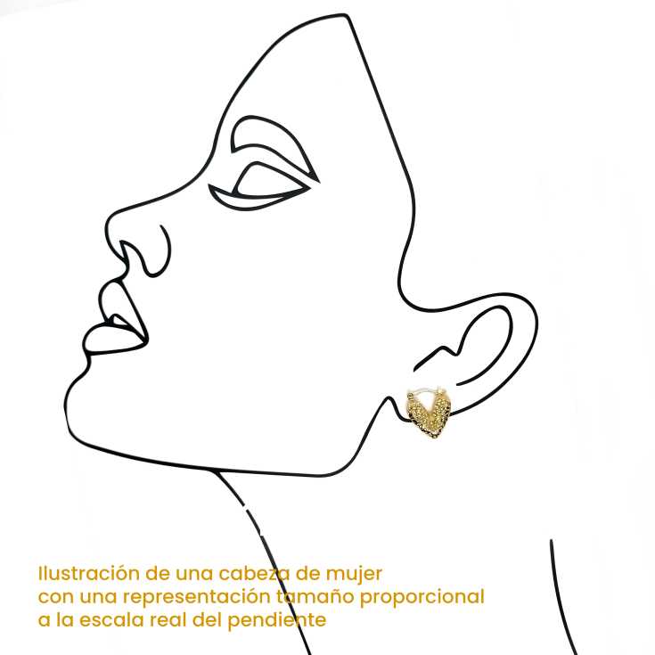 pendientes aros corazon dorado