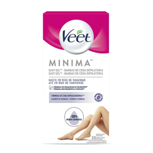 veet bandas de cera depilatoria corporal piel sensible 20uds