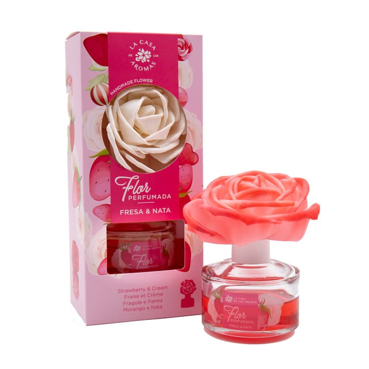 casa aromas flor perfumada fresa & nata 65ml