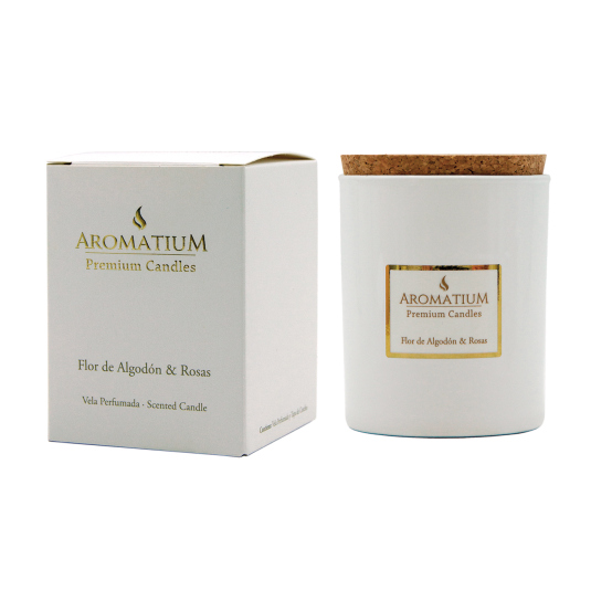 aromatium premium vela perfumada flor algodon y rosas