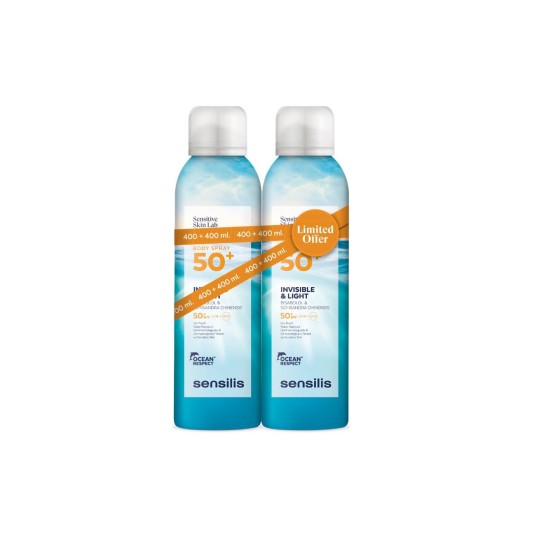 sensilis invisible & light body spray spf 50+ duplo 2x200ml