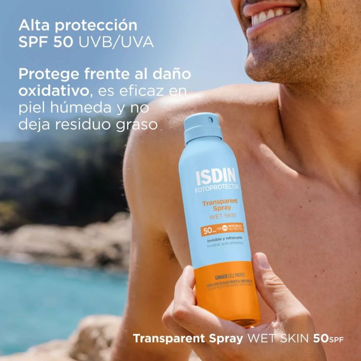 isdin fotoprotector transparent spray wet skin spf50 250ml