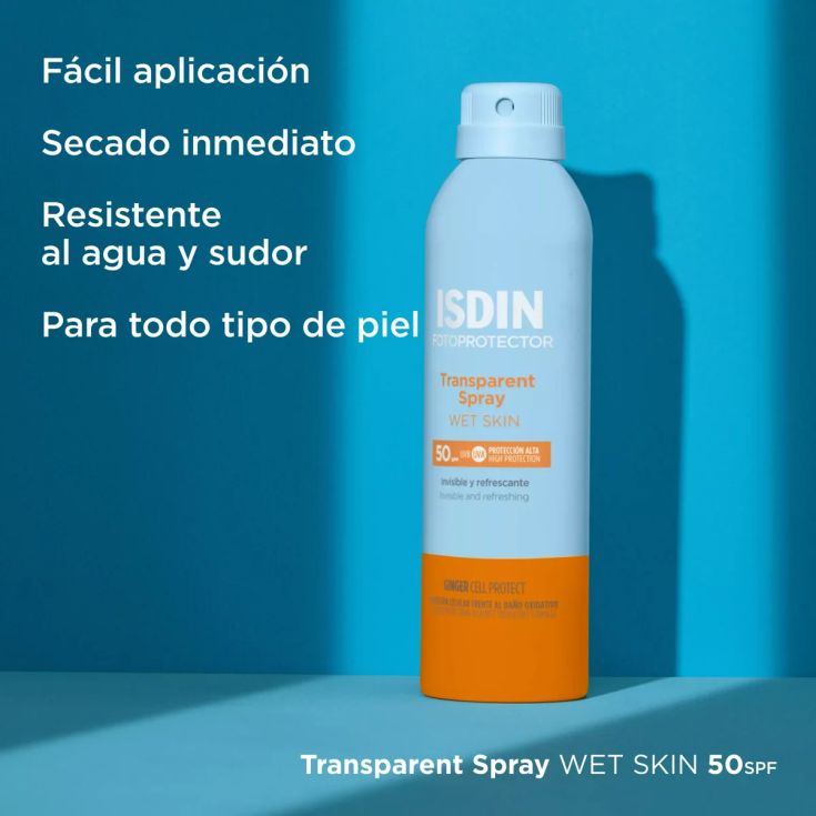isdin fotoprotector transparent spray wet skin spf50 250ml