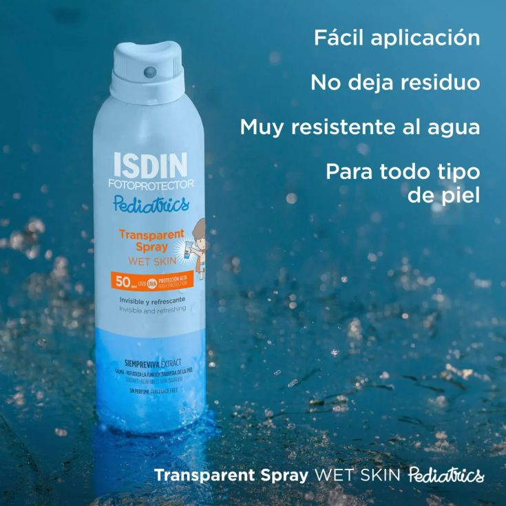 isdin pediatrics transparent spray wet skin spf50 250ml