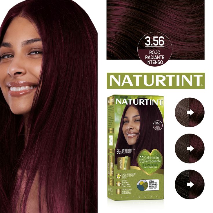 naturtint tinte permamente 3.56 rojo radiante intenso