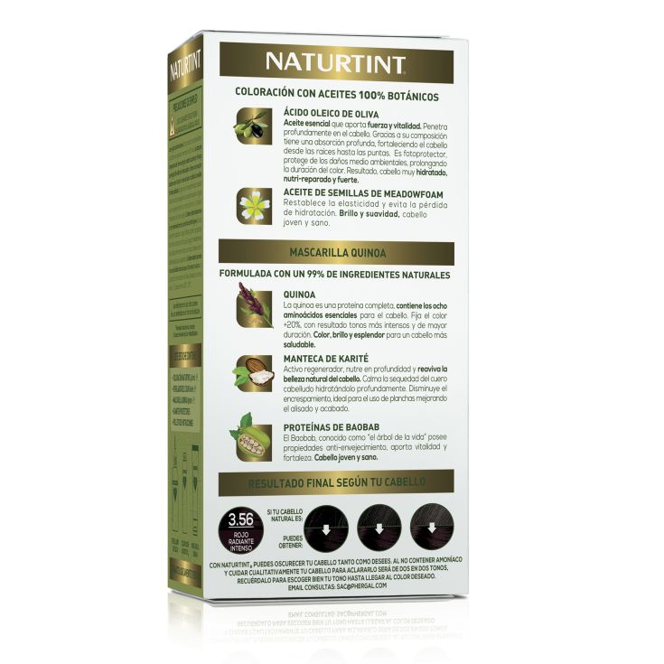 naturtint tinte permamente 3.56 rojo radiante intenso