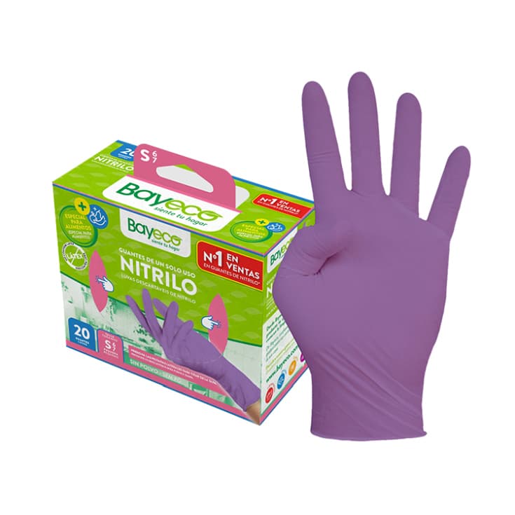 bayeco guantes nitrilo morado 20 unidades