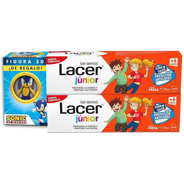 lacer junior gel dental fresa duplo 2x75ml + regalo