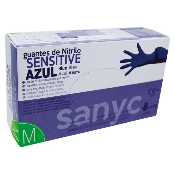 guantes sanyc nitrilo sensitive talla mediana 100unidades guantes sanyc nitrilo sensitive talla mediana 100unidades