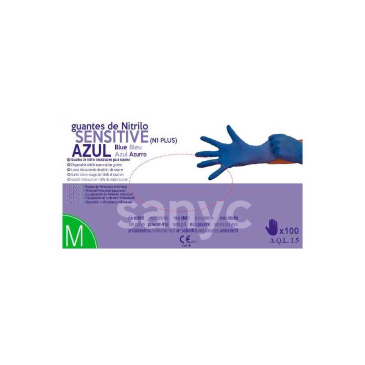 sanyc sensitive guante de nitrilo azul sin polvo talla extra grande xl caja 100unds sanyc sensitive guante de nitrilo azul sin polvo talla extra grande xl caja 100unds