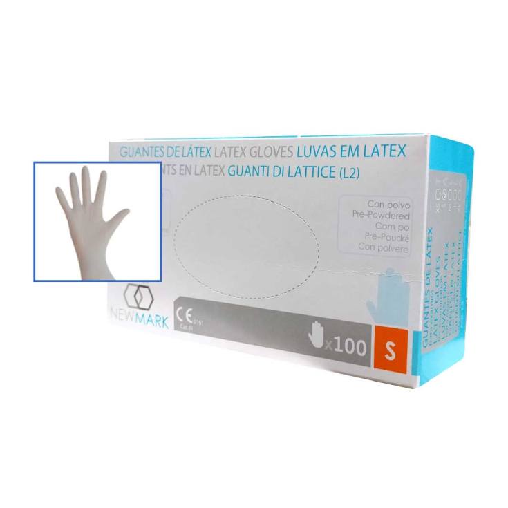 new mark guantes latex talla m, s o g 100 unidades