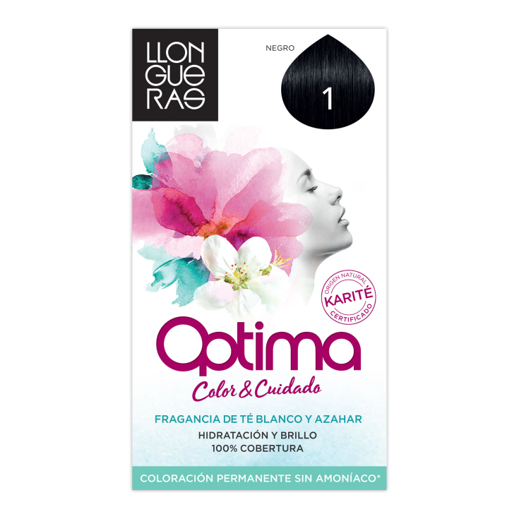 llongueras optima tinte de cabello permanente sin amoniaco tono nº1 negro