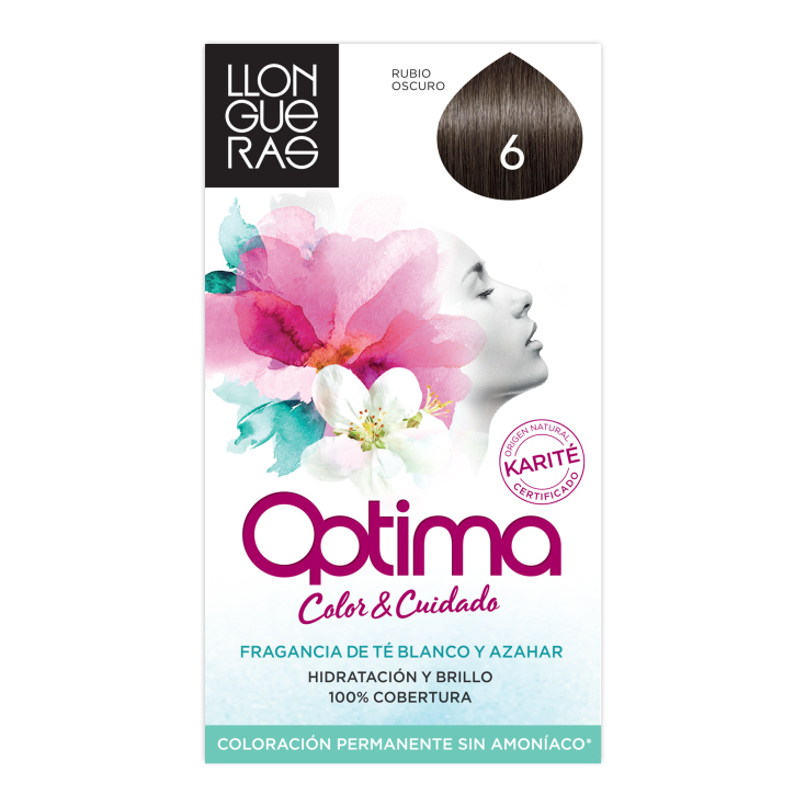 llongueras optima tinte de cabello permanente sin amoniaco tono nº 6 rubio oscuro llongueras optima tinte de cabello permanente sin amoniaco tono nº 6 rubio oscuro