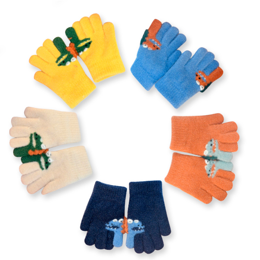 guantes infantiles de punto elastico dinosaurios color surtido