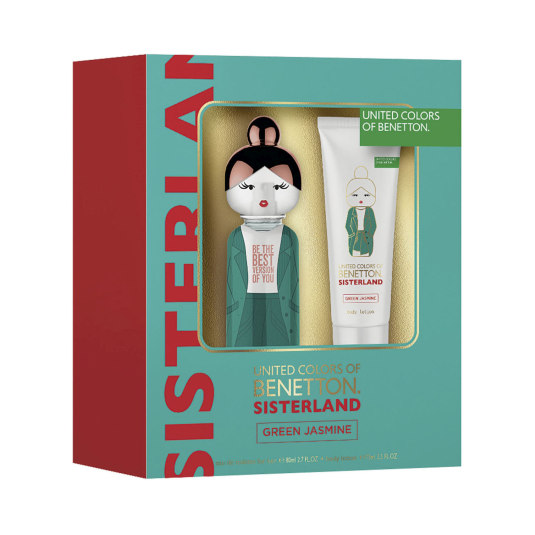 benetton sisterland green jasmine eau de toilette 80ml estuche 2 piezas benetton sisterland green jasmine eau de toilette 80ml estuche 2 piezas