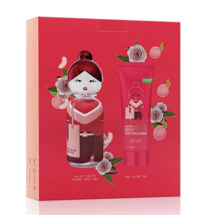 benetton sisterland red rose 80ml estuche 2 piezas