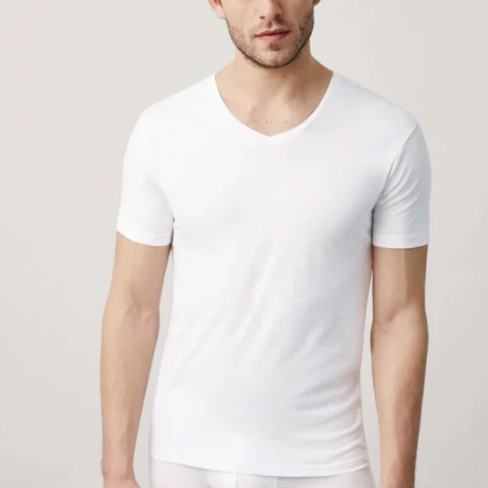 ysabel mora camiseta basica hombre blanca algodon 
