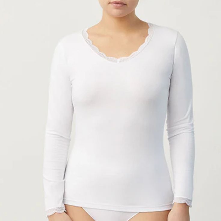 ysabel mora camiseta manga larga blanco