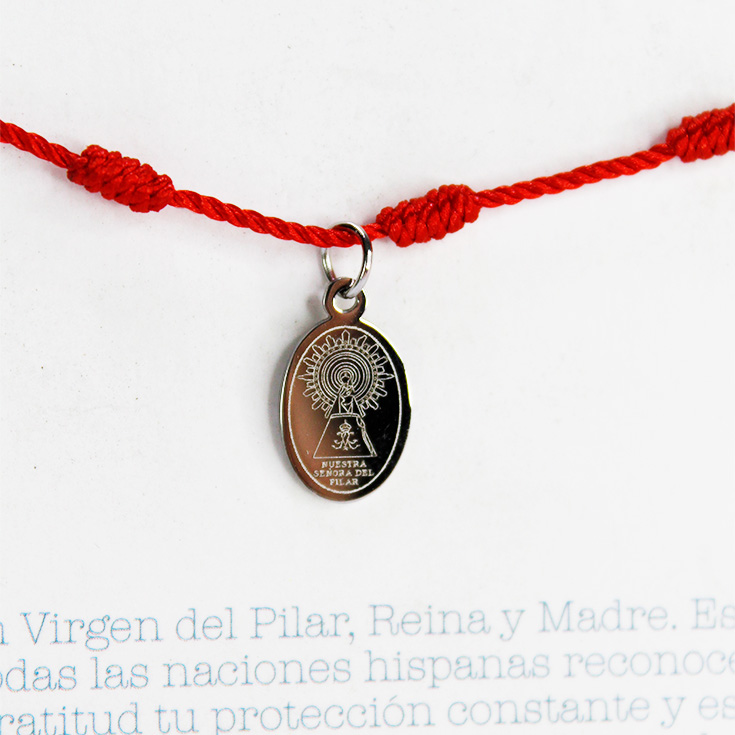 pulsera 7 nudos roja virgen del pilar dorada - delaUz