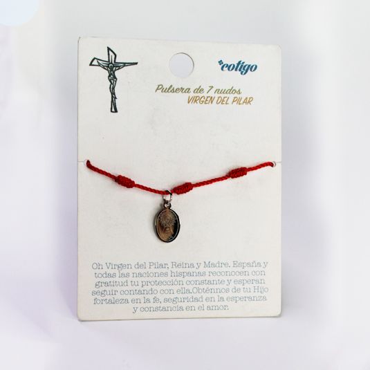 pulsera 7 nudos roja virgen del pilar dorada