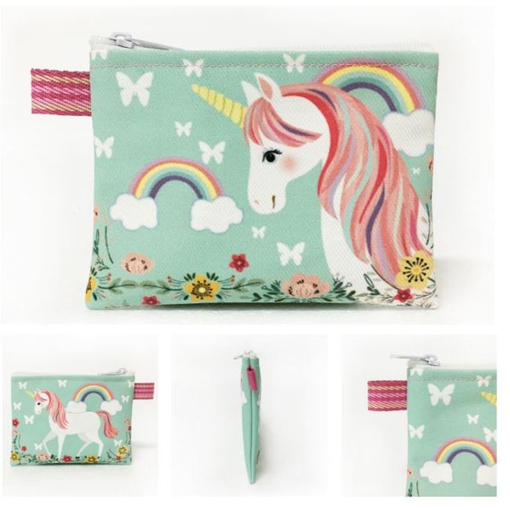 monedero tela verde unicornio 12x10cm monedero tela verde unicornio 12x10cm