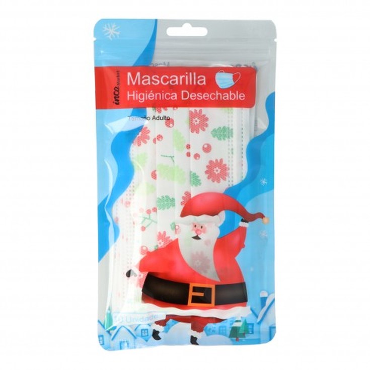 mascarilla higienica motivos navideños adulto 10 unidades mascarilla higienica motivos navideños adulto 10 unidades