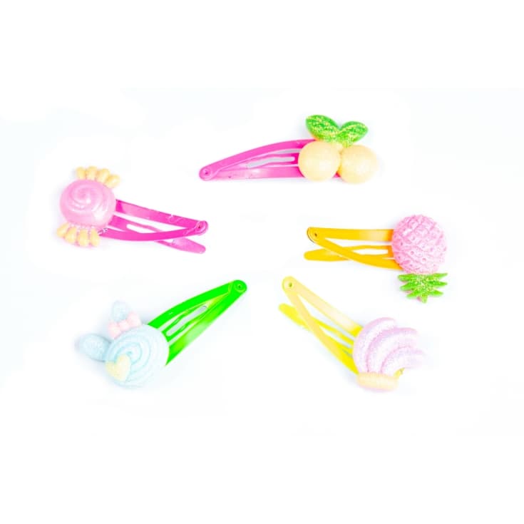 set 5 clips infantil para el cabello frutas