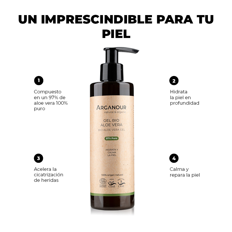 arganour gel aloe vera 100% natural dosificador 250ml