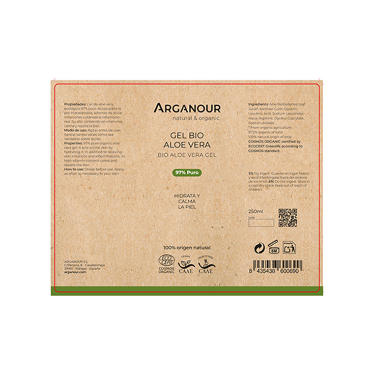 arganour gel aloe vera 100% natural dosificador 250ml