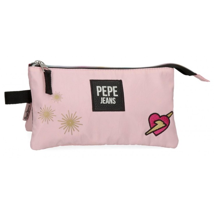pepe jeans forever rosa estuche compartimentos 22x12x5cm pepe jeans forever rosa estuche compartimentos 22x12x5cm