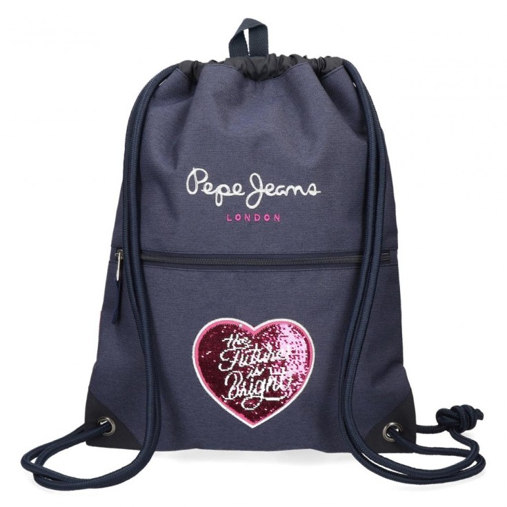 pepe jeans bright azul mochila saco 35x44cm pepe jeans bright azul mochila saco 35x44cm