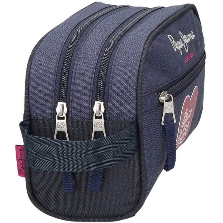 pepe jeans bright neceser dos compartimentos azul 26x16x12cms