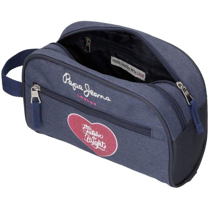 pepe jeans bright neceser dos compartimentos azul 26x16x12cms