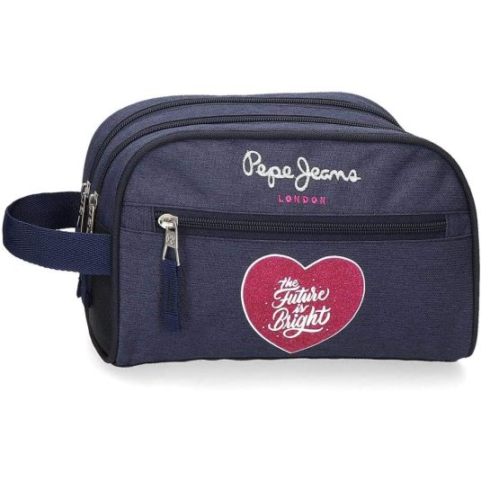 pepe jeans bright neceser dos compartimentos azul 26x16x12cms