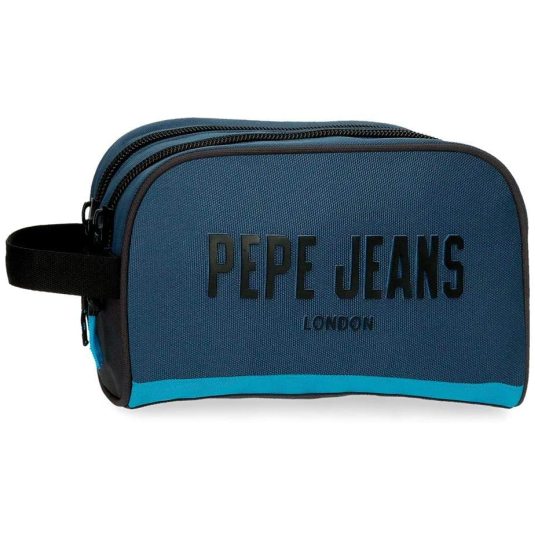pepe jeans skyler neceser doble compartimento adaptable azul 26x16x12cms