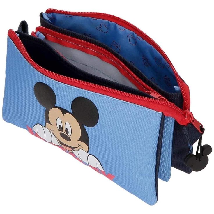 disney mickey moods estuche portatodo triple compartimento con cremallera 22x12x5cm