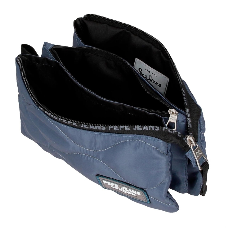 pepe jeans orson marino estuche 3 compartimentos azul 12x22xcm