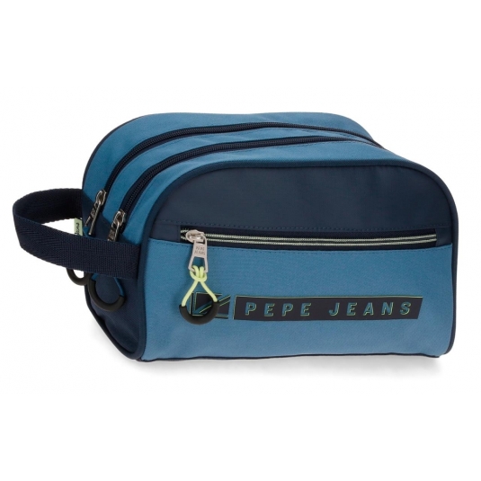 Azul 26 x 16 x 12 cm Neceser Pepe Jeans Eighties Doble Compartimento Adaptable 