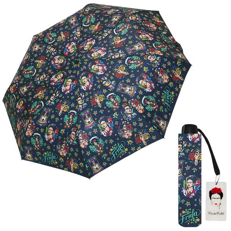 paraguas plegable manual frida kahlo 6 estampados