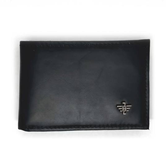  cartera hombre de piel mate negro 12x8cm hz