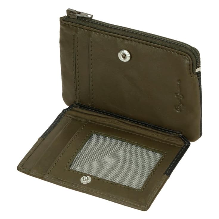 pepe jeans dual monedero tarjetero verde caqui vertical