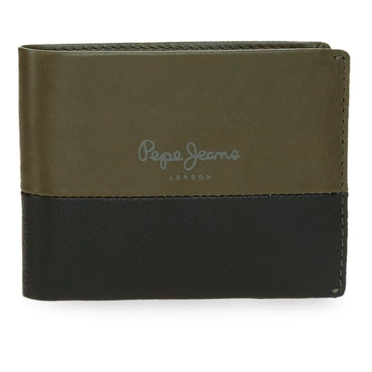 pepe jeans dual billetero verde caqui piel pepe jeans dual billetero verde caqui piel